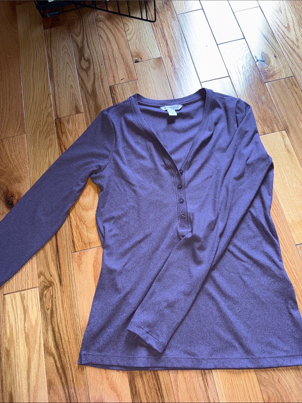 Athleta Purple Long-Sleeve Henley Top Size M